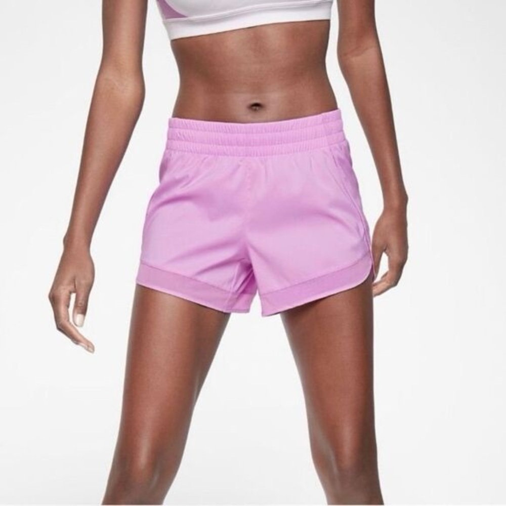 Women's Like New Athleta light purple/lilac Mesh 4” Racer Shorts